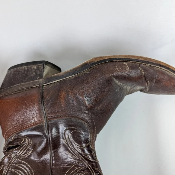 Laredo Vintage Mens 10 D Leather Western Cowboy Boots  Pointed Toe Embroidered - Picture 11 of 16